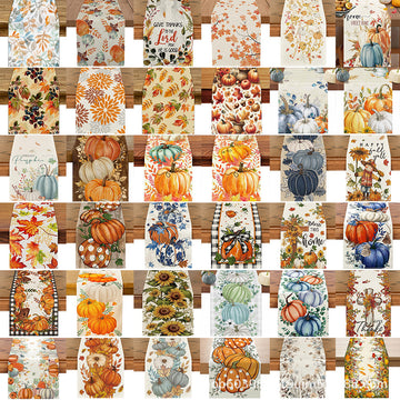 2026 Autumn Thanksgiving Nordic Style Table Runner with Pumpkin & Maple Leaf – Dining Room, Living Room & Home Décor