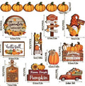 Fall harvest tiered tray decor set with 10 wooden autumn signs and figurines