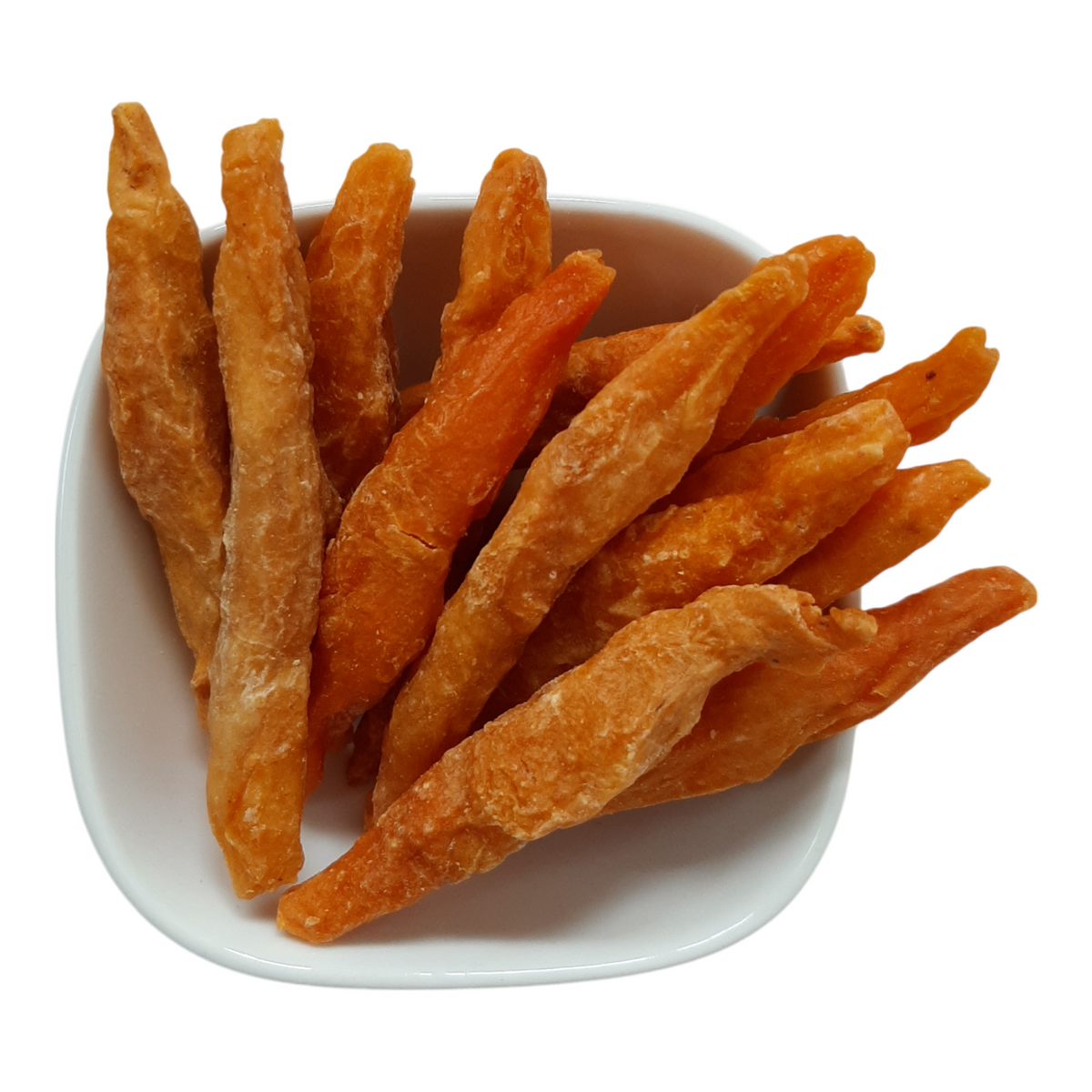 Organic dried rolled apricots from Nut Fusion, a healthy dried fruit snack with vibrant orange color and textured surface.