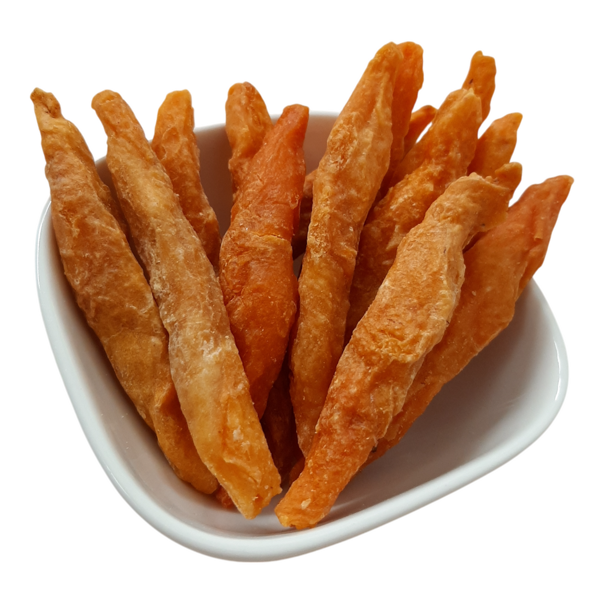 Organic rolled dried apricots with a soft chewy texture