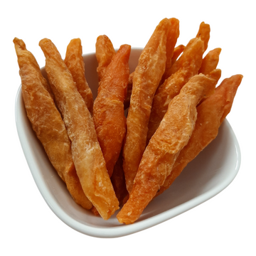 Organic rolled dried apricots with a soft chewy texture