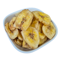 Organic dried banana chips from Nut Fusion, showcasing golden, crispy dried banana slices on a neutral background.