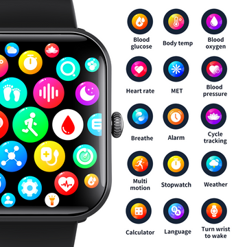 Blood Sugar Monitor Smartwatch – SOS Alarm & Calling