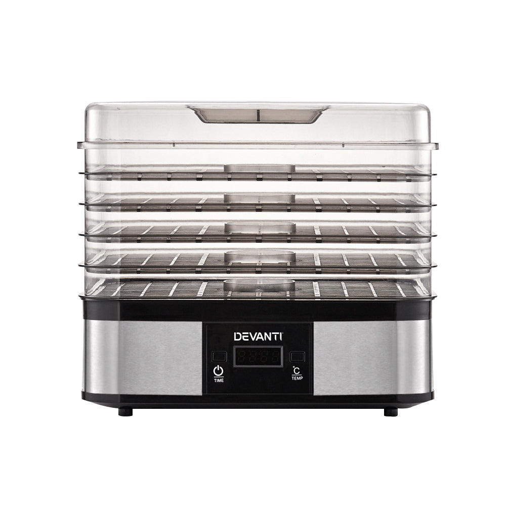 NNEDSZ Food Dehydrator with 5 Trays - Silver