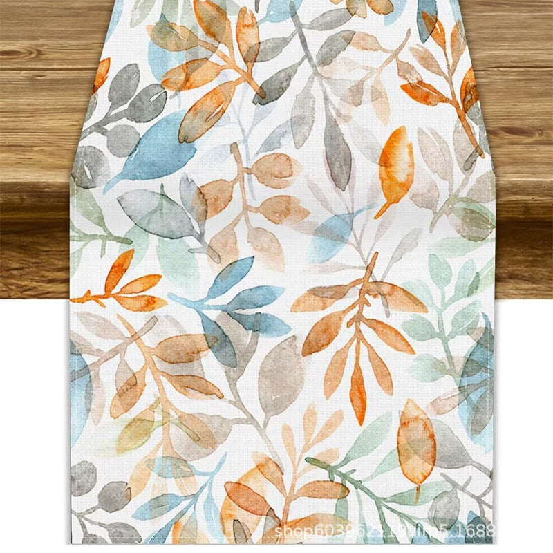 2026 Autumn Thanksgiving Nordic Style Table Runner with Pumpkin & Maple Leaf – Dining Room, Living Room & Home Décor