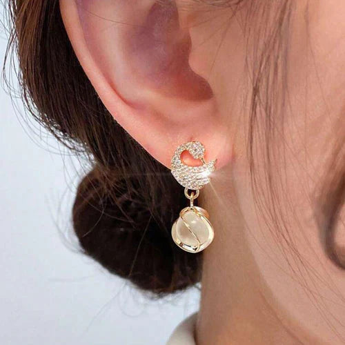 Crystal Swan Drop Earrings – Elegant Women's Jewellery