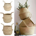 NNEOBA Seagrass Storage Basket Wicker Basket Work Rattan Hanging Planting Flower Pot Laundry Cesta Mimbre Basket Picnic Basket-1